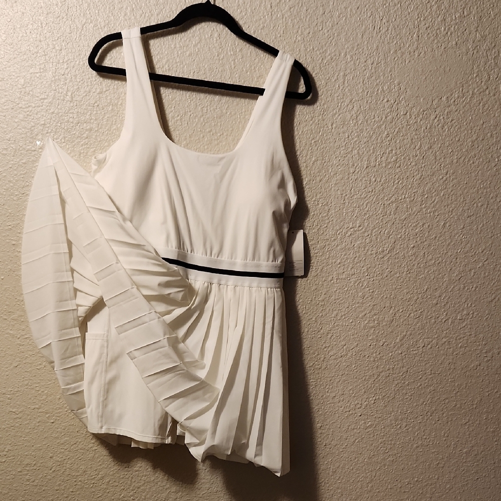 All In Motion White Sleeveless Pleated Tennis Dress with Shorts